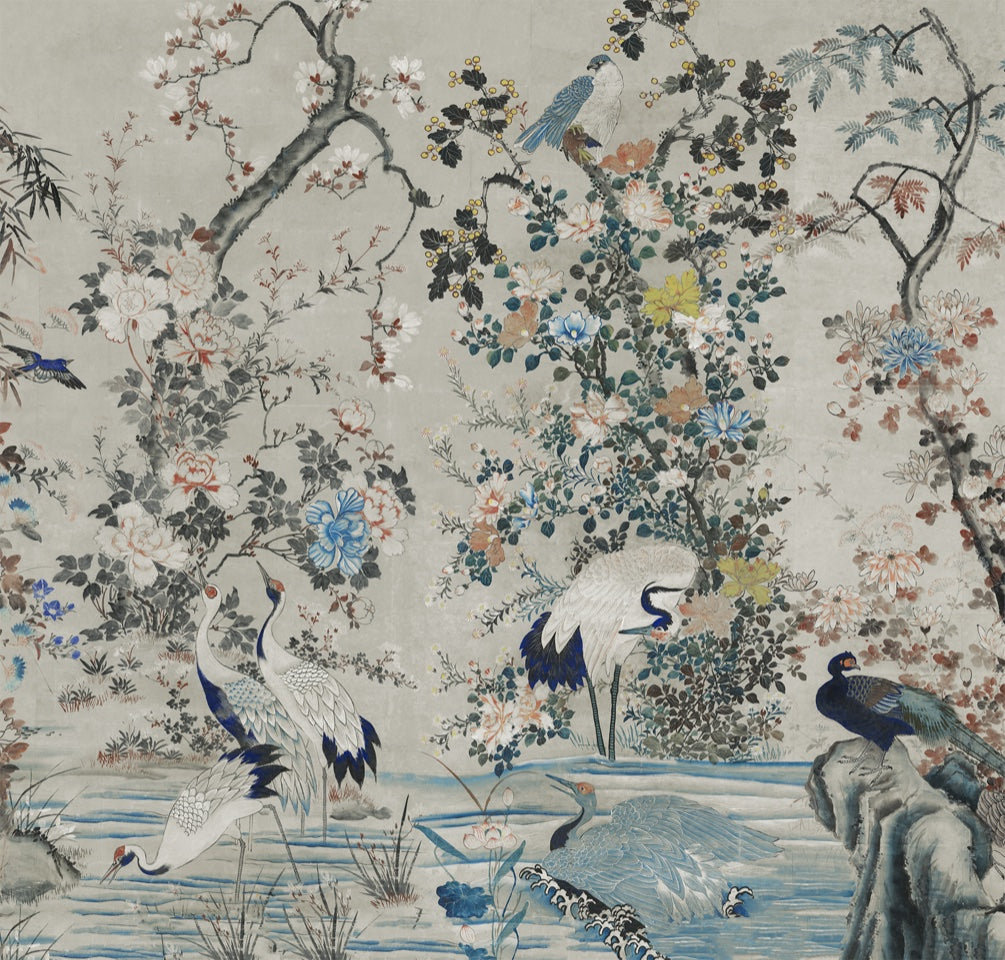 Yamadori Chinoiserie Wallpaper – Antique Chinoiserie on Grasscloth
